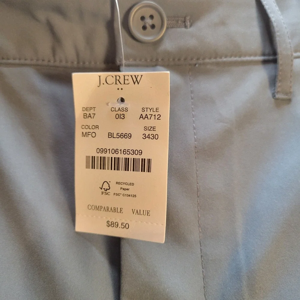 J.Crew Tech Pant Mens 34x30 Blue Grey Straight Leg Performance Trousers AA712
